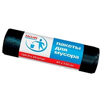 Мешки для мусора 160 л, черные, в рулоне 20 шт., ПВД, 30 мкм, 1200х870 мм, PACLAN Professional, 604082 во Всеводжске