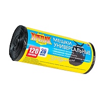 Мешки для мусора 120 л, черные, в рулоне 20 шт., ПНД, 15 мкм, 1100х700 мм, Крепак, 4607075710207 во Всеводжске