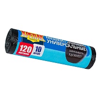 Мешки для мусора 120 л, с ушками, черные, в рулоне 10 шт., ПНД, 15 мкм, 1100х700 мм, Крепак, 4607075710474 во Всеводжске