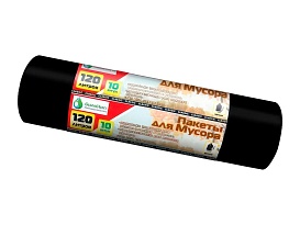 Мешки для мусора 120 л, черные, в рулоне 10 шт., ПНД, 12 мкм, 1100х700 мм, MIRPACK Classik, 1201011 во Всеводжске
