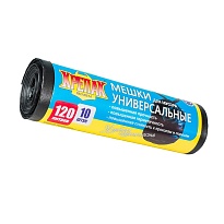 Мешки для мусора 120 л, черные, в рулоне 10 шт., ПНД, 15 мкм, 1100х700 мм, Крепак, 4607075710214 во Всеводжске