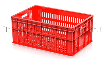 Ящик для молока, мяса, овощей и фруктов большая перфорация дно перфорированное красный во Всеводжске