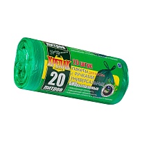 Мешки для мусора 20 л, биоразлагаемые, с ручками, черные, в рулоне 30 шт., ПНД, 10 мкм, 550х440 мм, Крепак, 4607075710047 во Всеводжске