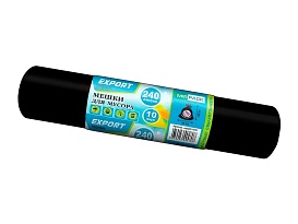 Мешки для мусора 240 л, черные, в рулоне 10 шт., ПВД 80 мкм, 1300х930 мм, EXPORT, exp 24010167 во Всеводжске