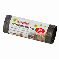 Мешки для мусора 30 л, черные, в рулоне 20 шт., ПНД, 5 мкм, 550х470 мм, Любаша эконом, 605329 во Всеводжске