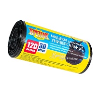 Мешки для мусора 120 л, черные, в рулоне 30 шт., ПНД, 15 мкм, 1100х700 мм, Крепак, 4607075710122 во Всеводжске