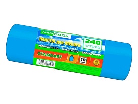 Мешки для мусора 240 л, ароматизированные, синие, в рулоне 10 шт., ПВД 30 мкм, 1300х930 мм, STANDART, 24010661 во Всеводжске