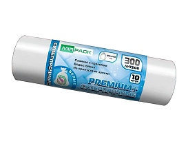 Мешки для мусора 300 л, белые, в рулоне 10 шт., ПВД 70 мкм, 1400х1000 мм, PREMIUM+, 300101602 во Всеводжске