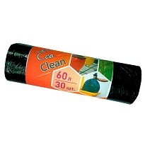 Мешки для мусора 60 л, черные, в рулоне 30 шт., ПНД, 6 мкм, 640х580 мм, Концепция Быта EcoClean, 603890 во Всеводжске