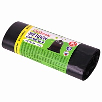 ММешки для мусора 60 л, черные, в рулоне 20 шт., ПНД, 8 мкм, 650х580 мм, Любаша, 608092 во Всеводжске