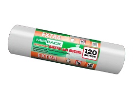 Мешки для мусора 120 л, белые, в рулоне 10 шт., ПНД, 14 мкм, 1100х700 мм, EXTRA, ex1201803 во Всеводжске
