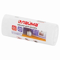Мешки для мусора 60 л, белые, в рулоне 20 шт., ПНД, 7 мкм, 680х580 мм, LAIMA, 605539 во Всеводжске