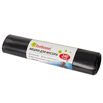 Мешки для мусора 240 л, черные, в рулоне 5 шт., ПВД 30 мкм, 1300х900 мм, Любаша, 605338 во Всеводжске