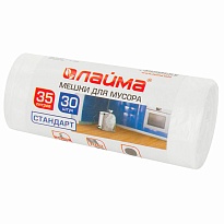 Мешки для мусора 35 л, белые, в рулоне 30 шт., ПНД, 6 мкм, 550х480 мм, LAIMA, 605538 во Всеводжске