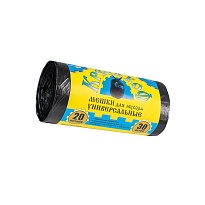 Мешки для мусора 20 л, с ушками, черные, в рулоне 30 шт., ПНД, 10 мкм, 550х440 мм, Крепакоф, 4607075710221 во Всеводжске